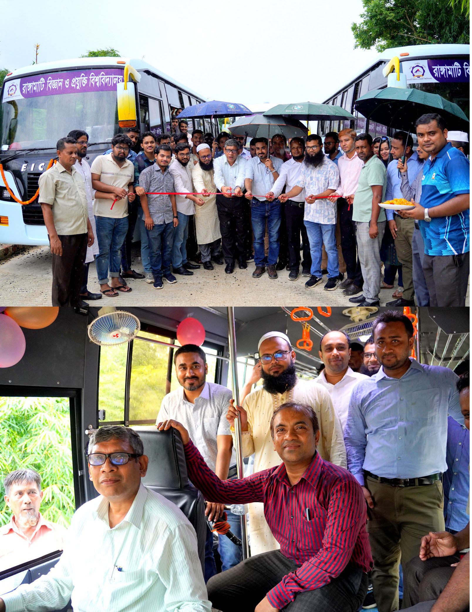 রাবিপ্রবি’র শিক্ষার্থীদের জন্য নতুন ক্রয়কৃত তিনটি মিনিবাসের আনুষ্ঠানিক উদ্বোধন